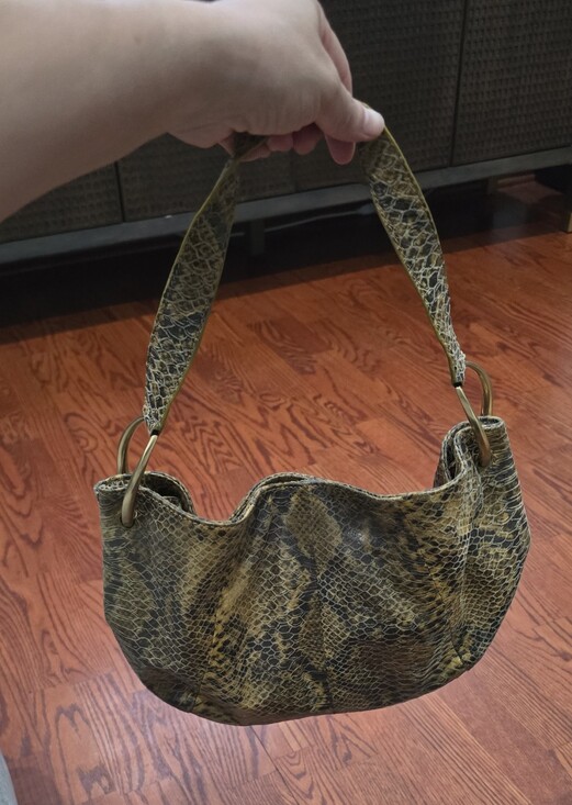 ANTONIO MELANI Handbags - Antonio Melani Genuine Leather Snake Print Hobo Bag Gold Ring Shoulder Strap